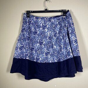 Milly Tile Print Blue White Pleated Printed A-Line Skirt Sz XL